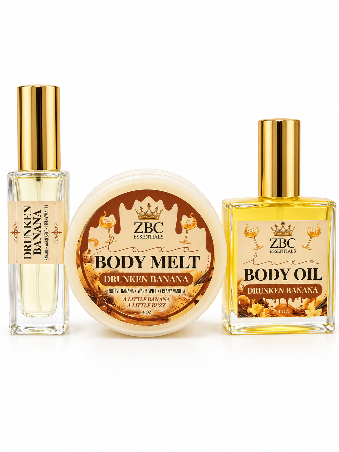 DRUNKEN BANANA~3 PIECE BUNDLE~ MELT, OIL & EDP~ ANGEL SHARE WITH BANANA NOTES~